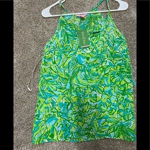 Lilly Pulitzer “Finn” tank top, in Green Parrot print, 100% silk new with tag